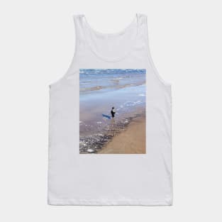 Grey crow walking in sea water near seacoast Tank Top